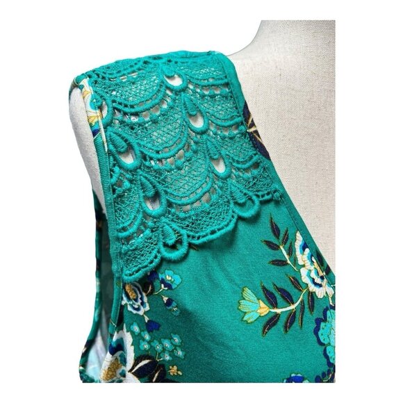 Daniel Rainn Crochet Detail Blouse~Sz 1X~Green Floral~Stitch Fix NWT ~ L11 16 - Picture 3 of 10